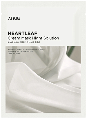 Anua~Восстанавливающая тканевая маска с керамидами~Heartleaf Cream Mask Night Solution